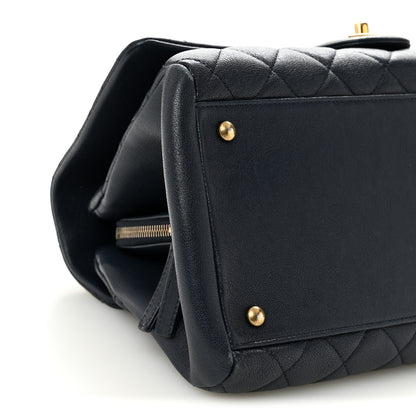 Chanel Shiny Sheepskin Quilted Large Trapezio Flap Navy 9 of 10
