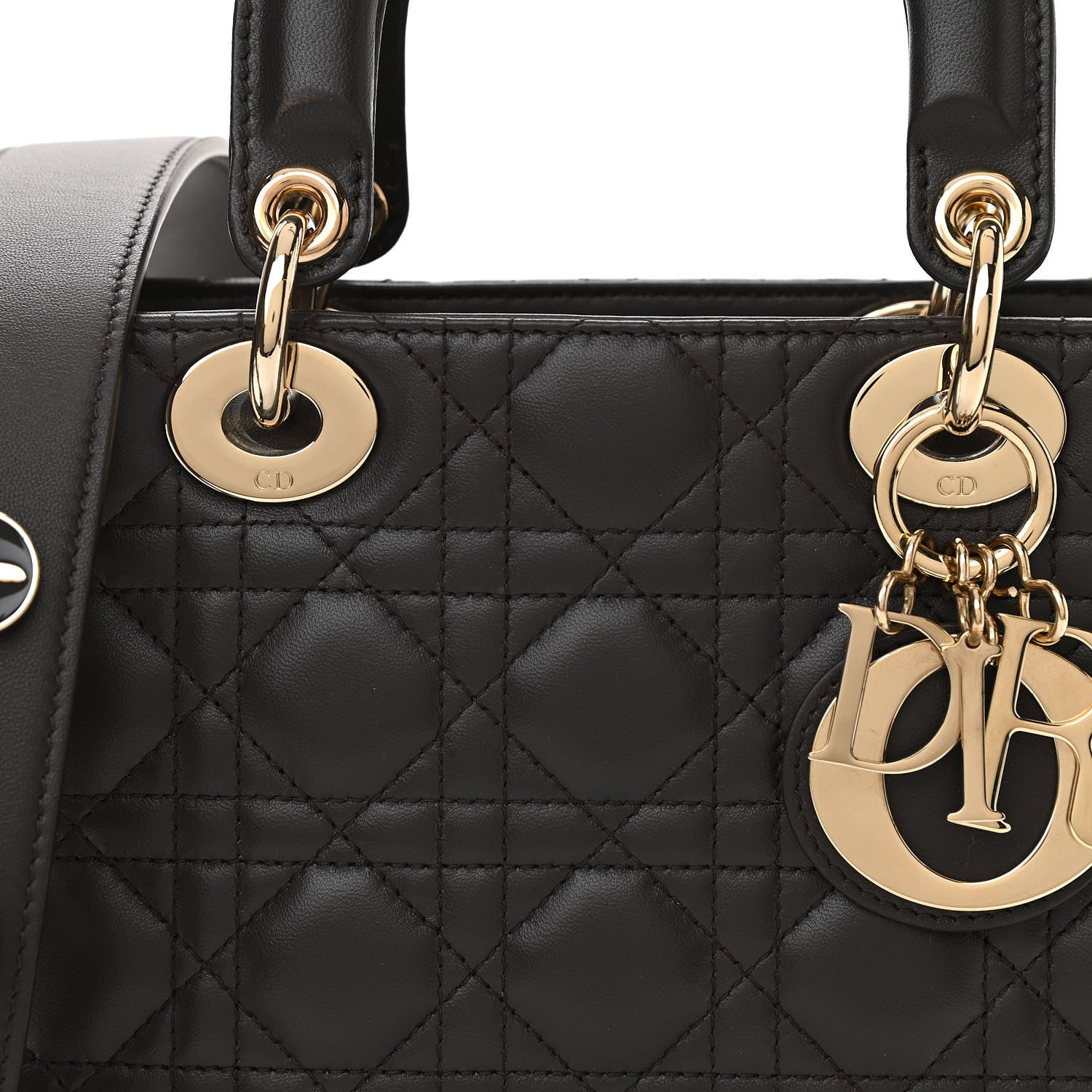 Christian Dior Lambskin Cannage Small Lucky Badges My Lady Dior Dark Grey 8 of 11