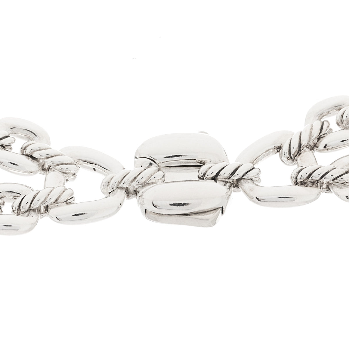 David Yurman Sterling Silver Thoroughbred Cushion Link Double Row Necklace 5 of 5