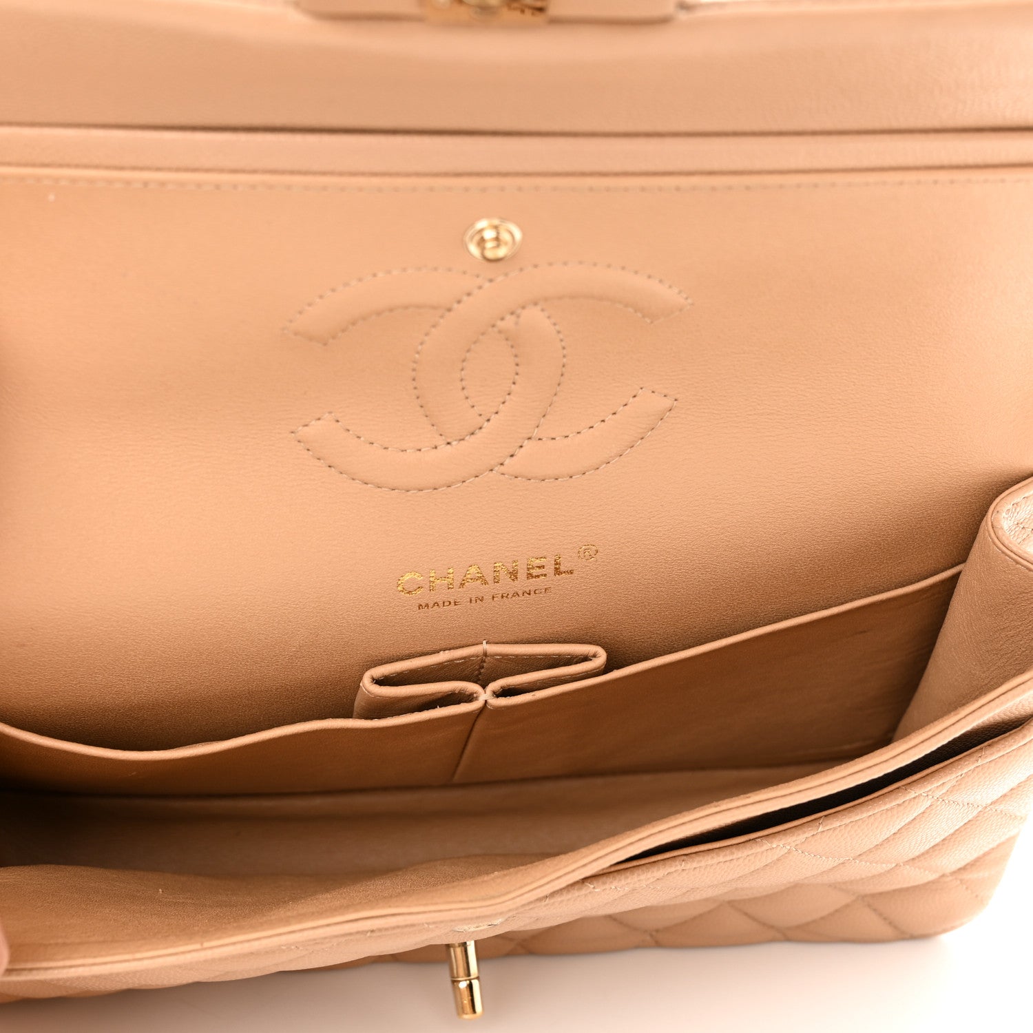 Chanel Caviar Quilted Medium Double Flap Beige 4 of 10