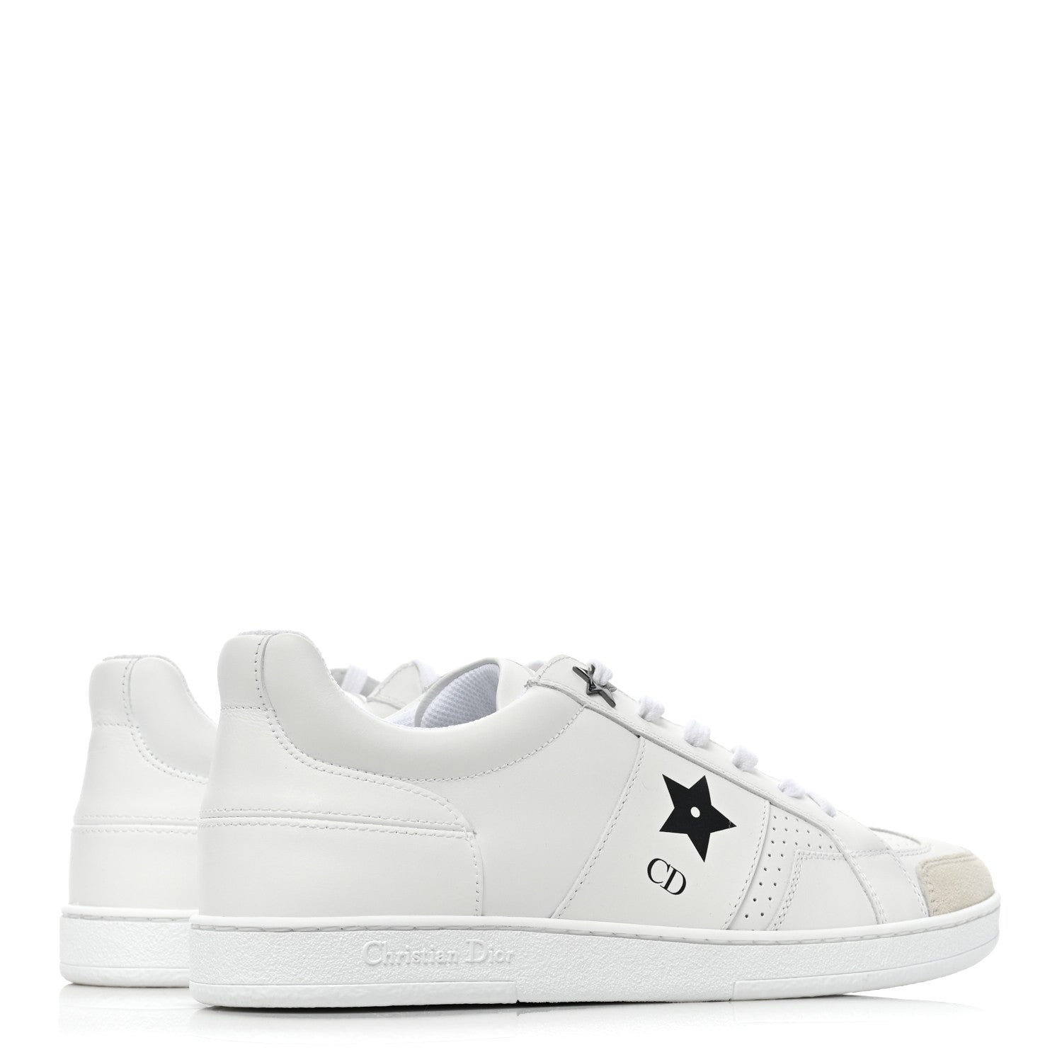 Christian Dior Calfskin Suede Dior Star Low Top Sneakers 38 White Black 4 of 9