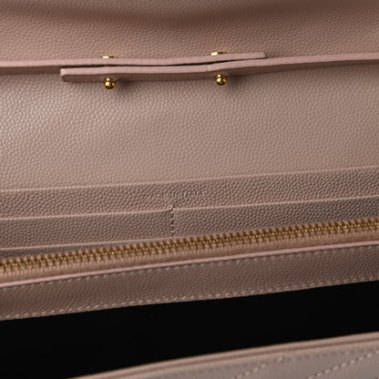 Saint Laurent Grain De Poudre Matelasse Chevron Monogram Chain Wallet Pale Pink 9 of 12