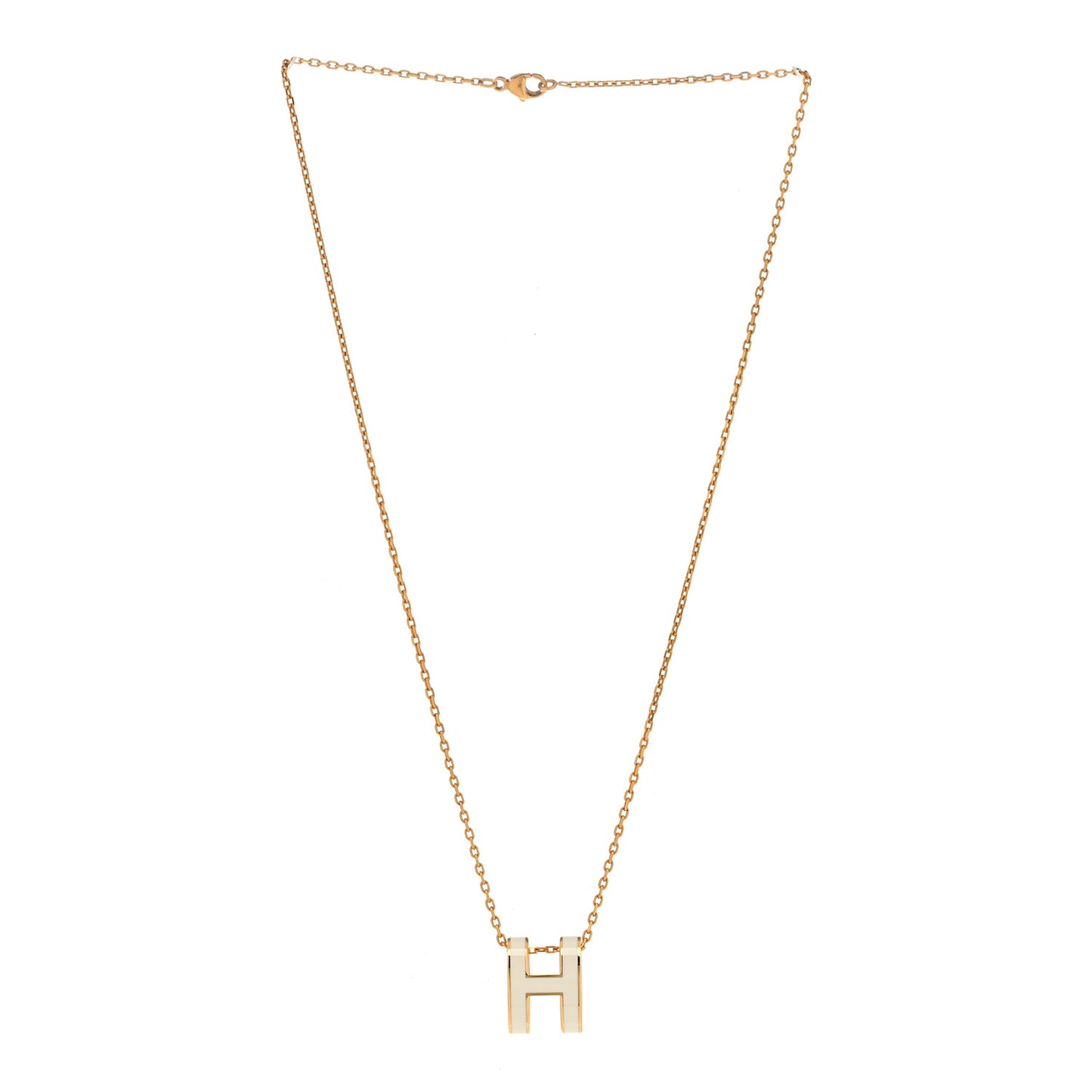 Lacquered Gold Pop H Pendant Necklace White
