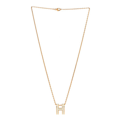 Hermes Lacquered Gold Pop H Pendant Necklace White 3 of 7