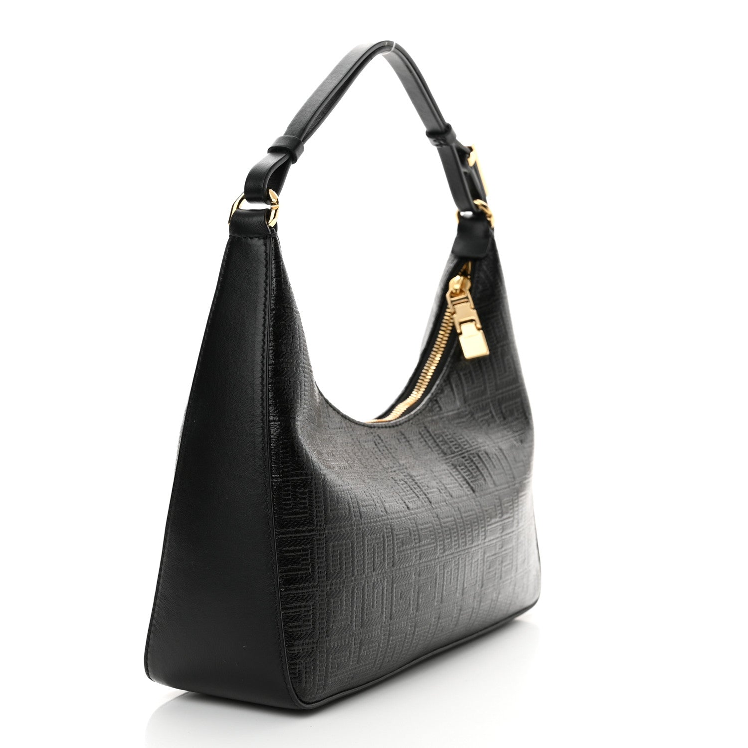 Givenchy Coated Canvas Logo 4G Embossed Small Moon Cut Out Shoulder Bag Black 3 of 10