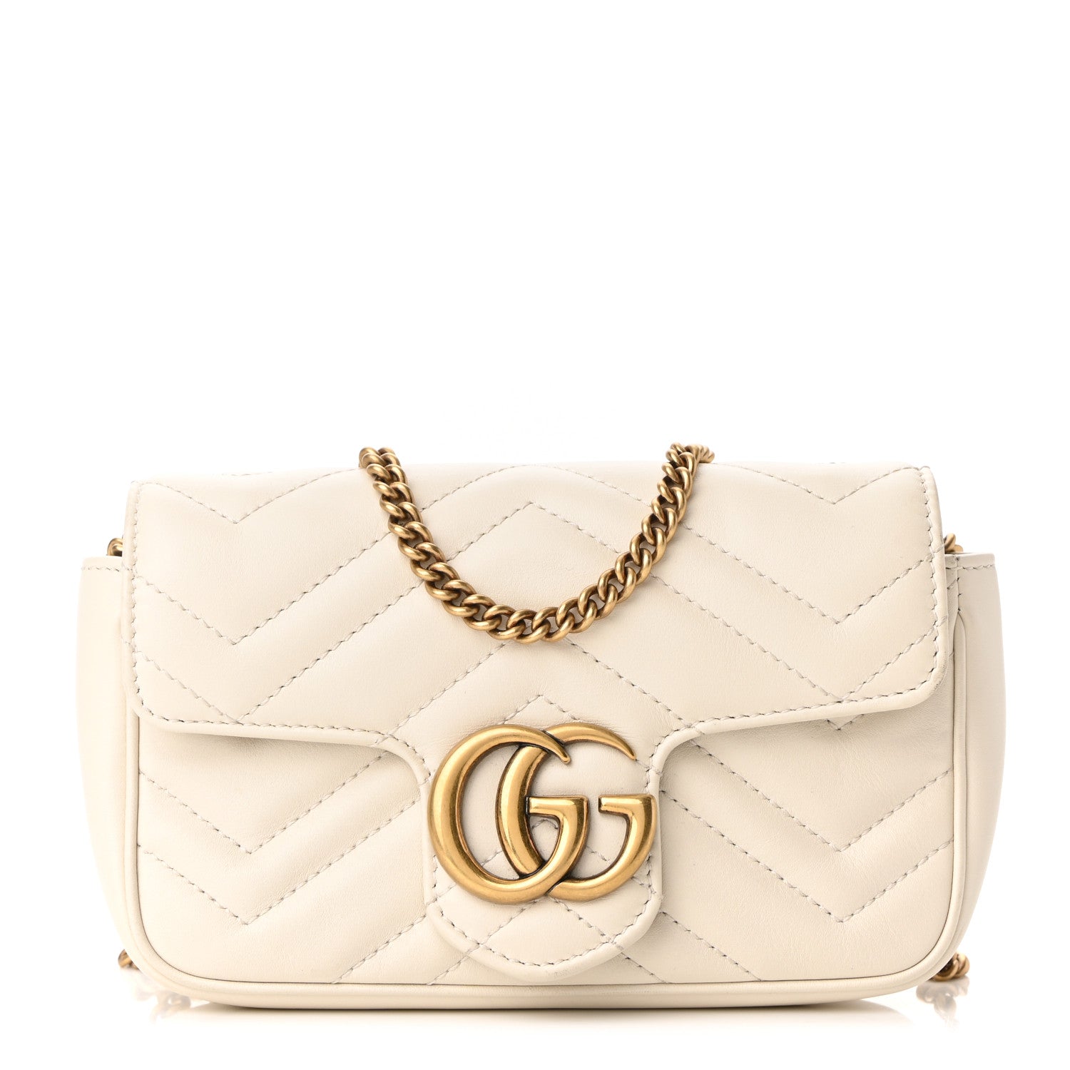 Gucci Calfskin Matelasse Super Mini GG Marmont Shoulder Bag White 1 of 10