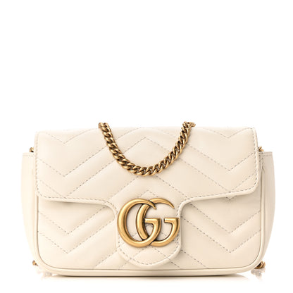 Gucci Calfskin Matelasse Super Mini GG Marmont Shoulder Bag White 1 of 10