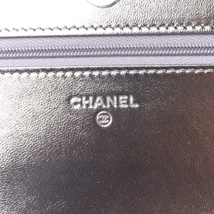 Chanel Gradient Metallic Calfskin Quilted Wallet On Chain WOC Silver Blue Yellow Purple 5 of 11