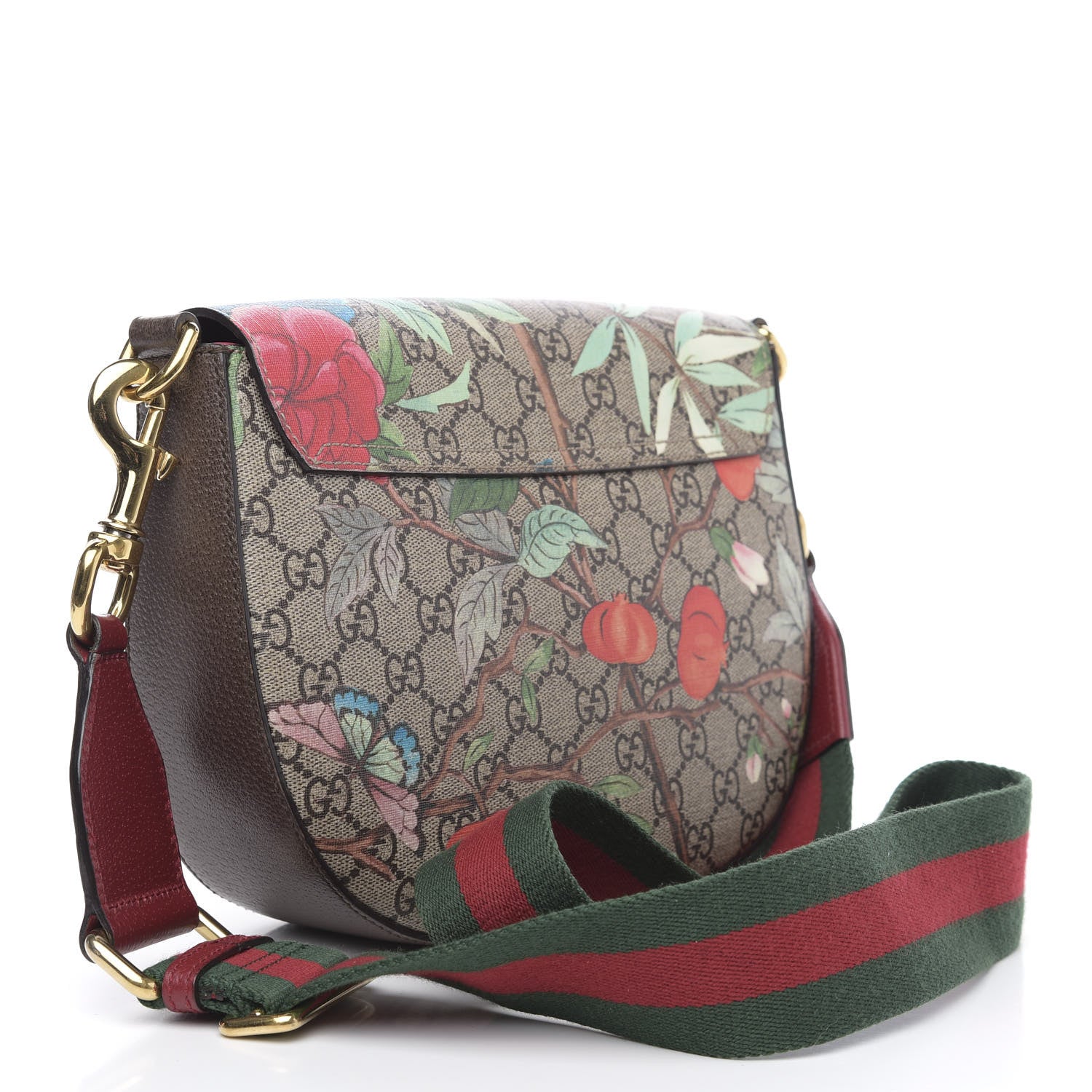 Gucci GG Supreme Monogram Tian Web Medium Padlock Messenger Shoulder Bag Beige Multicolor New Acero 3 of 11