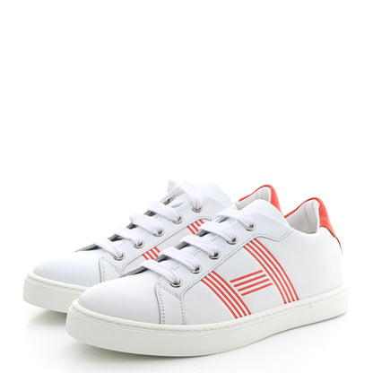 Hermes Calfskin Womens Advantage Sneakers 36.5 White Orange 3 of 9