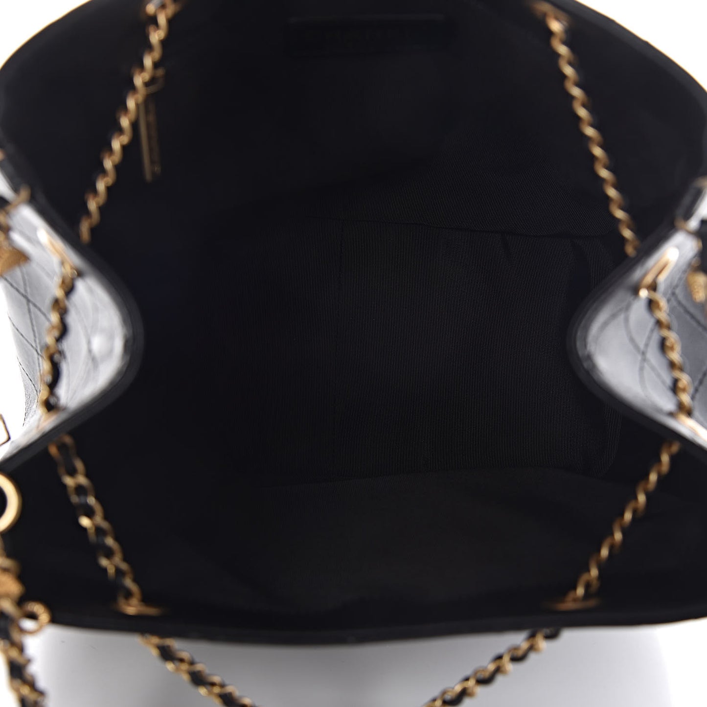 Calfskin Stitched Egyptian Amulet Drawstring Bag Black