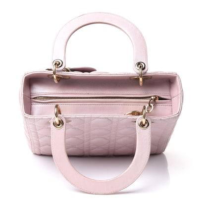 Christian Dior Pearly Lambskin Cannage Medium Lady Dior Lotus 22 of 22