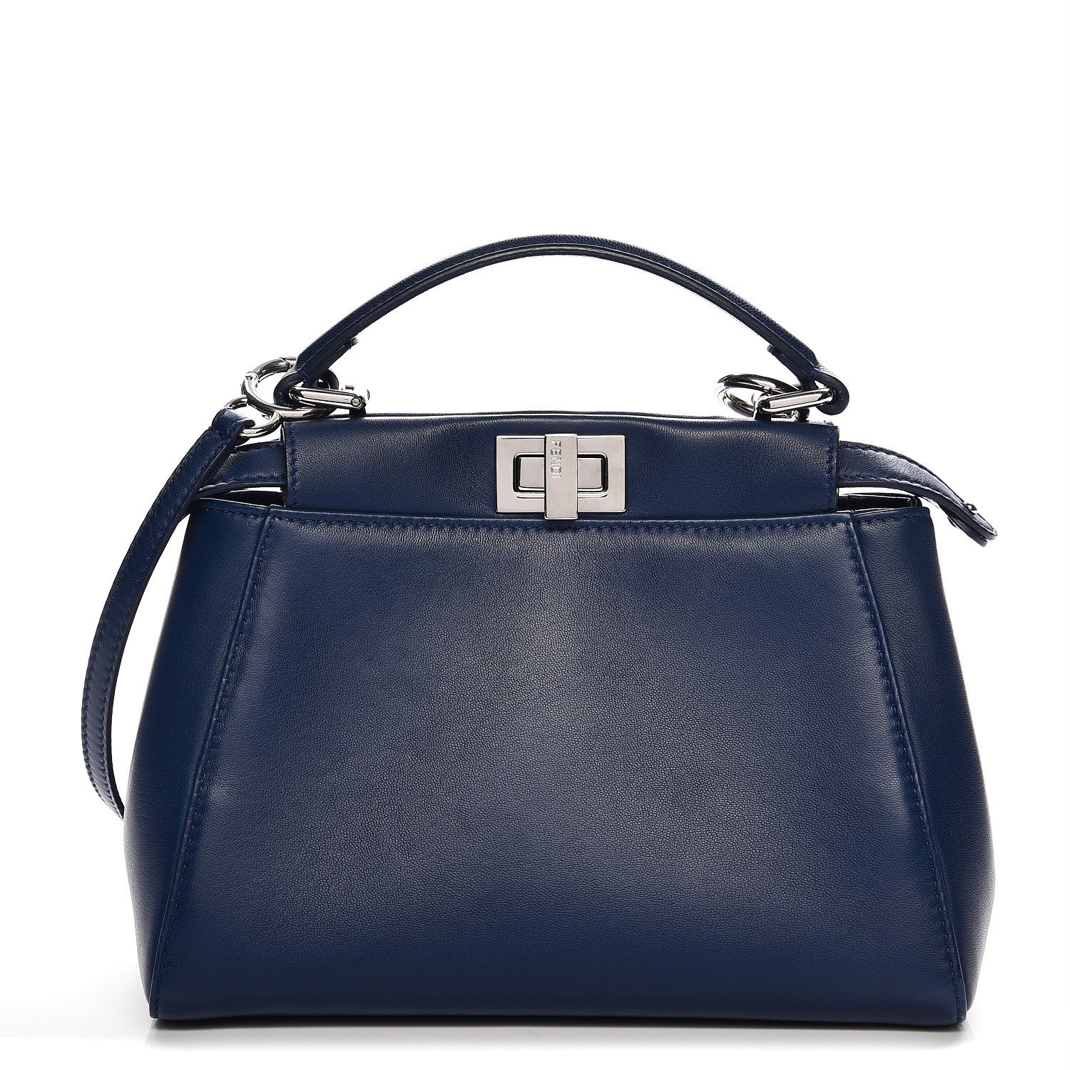 Fendi Nappa Mini Peekaboo Iconic Satchel True Blue 1 of 9