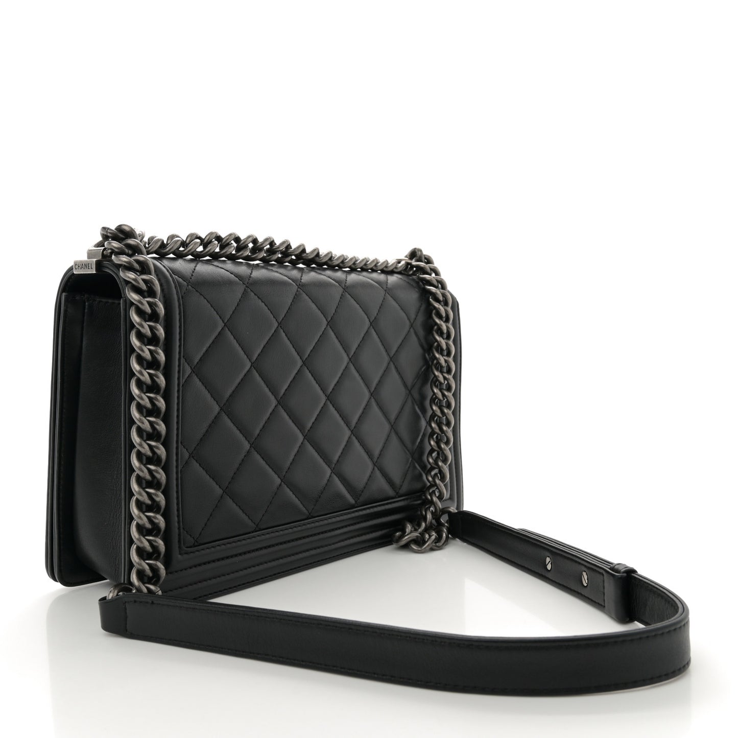 Lambskin Quilted Medium Boy Flap Black