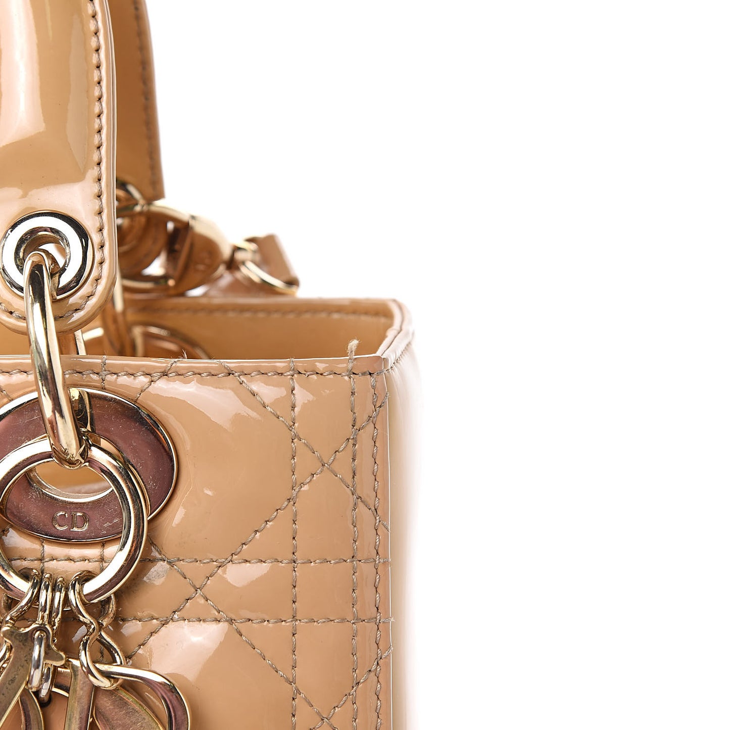 Patent Cannage Medium Lady Dior Beige