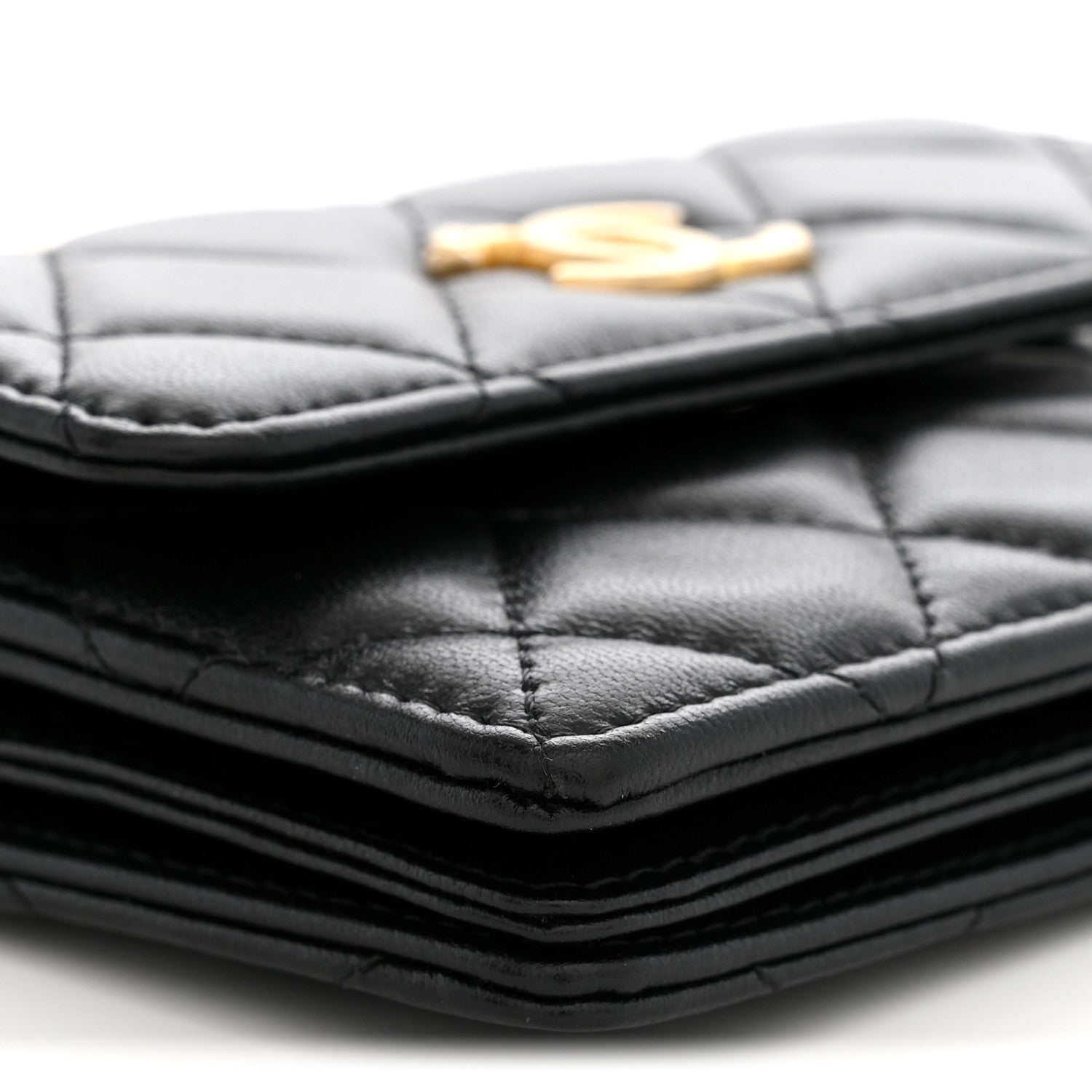 Chanel Lambskin Quilted Pearl Crown Clutch With Chain Black 9 of 10
