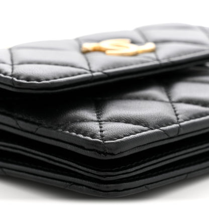Chanel Lambskin Quilted Pearl Crown Clutch With Chain Black 9 of 10