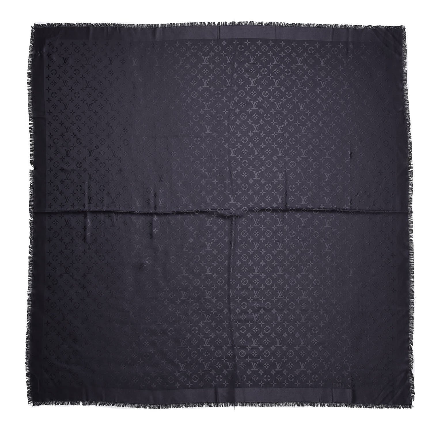 Louis Vuitton Silk Wool Monogram Shawl Charcoal Grey 1 of 5