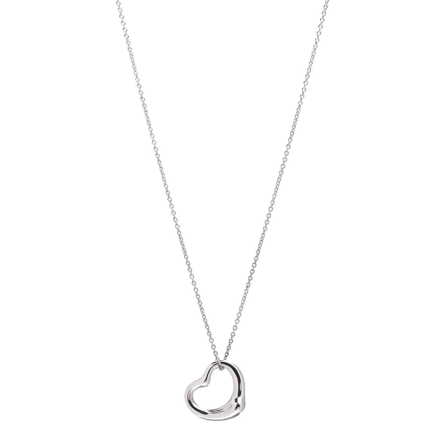 Tiffany Sterling Silver 22mm Elsa Peretti Open Heart Pendant Necklace 1 of 4