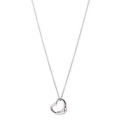 Tiffany Sterling Silver 22mm Elsa Peretti Open Heart Pendant Necklace 1 of 4