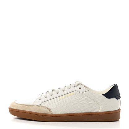 Saint Laurent Calfskin Perforated Suede SL10 Court Classic Low Top Sneakers 39.5 White 1 of 9