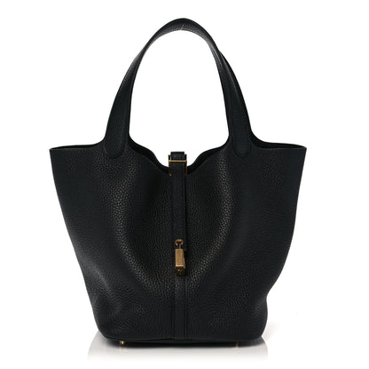 Hermes Taurillon Clemence Picotin Lock 22 MM Black 1 of 9
