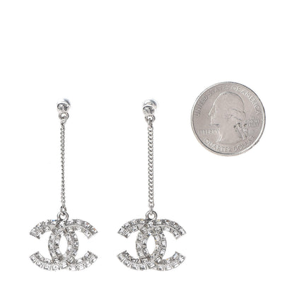 Chanel Baguette Crystal CC Drop Earrings Silver 2 of 4