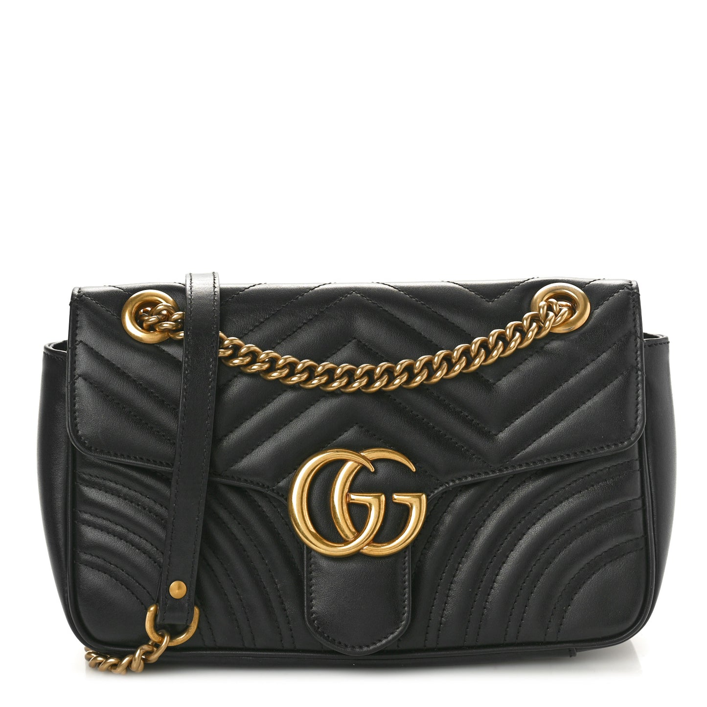 Calfskin Matelasse Small GG Marmont Shoulder Bag Black