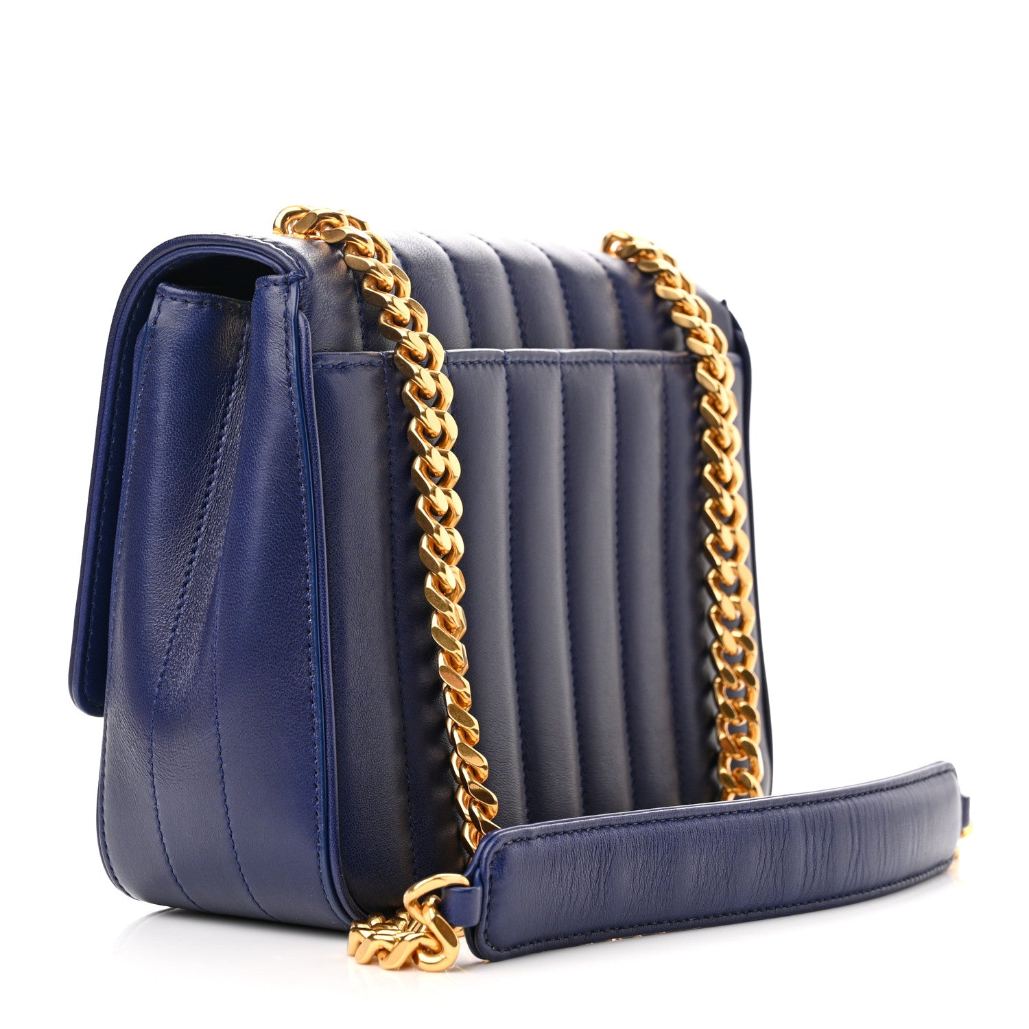 Saint Laurent Lambskin Matelasse Monogram Medium Vicky Chain Bag Blue 3 of 7