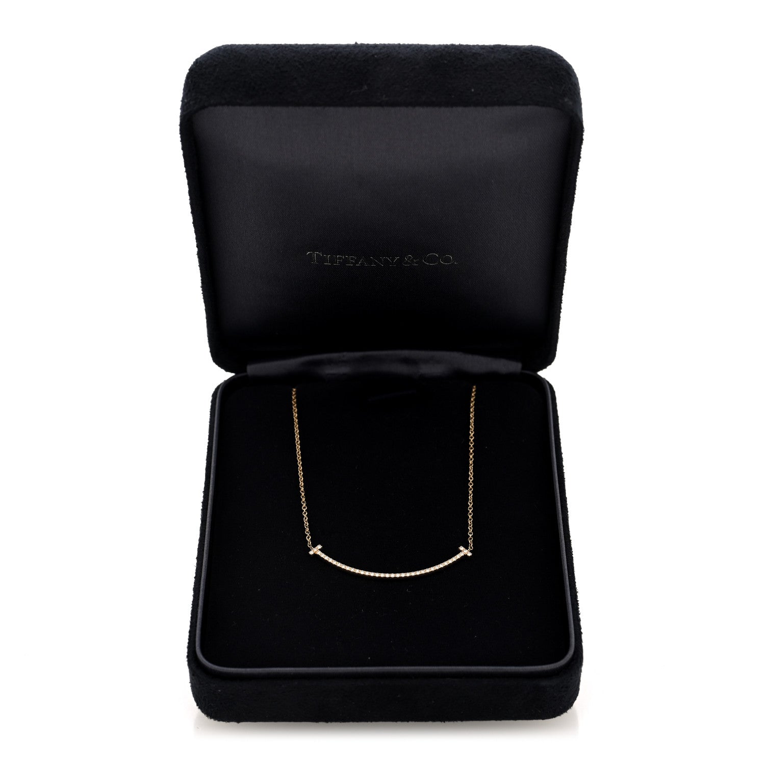 Tiffany 18K Yellow Gold Diamond Small T Smile Pendant Necklace 5 of 5