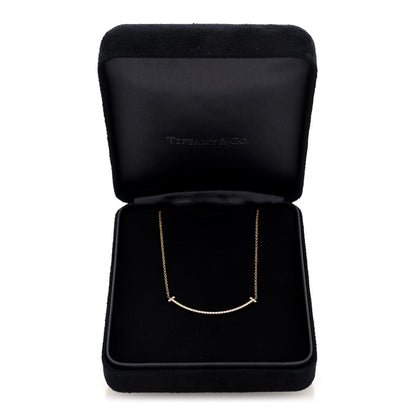 Tiffany 18K Yellow Gold Diamond Small T Smile Pendant Necklace 5 of 5