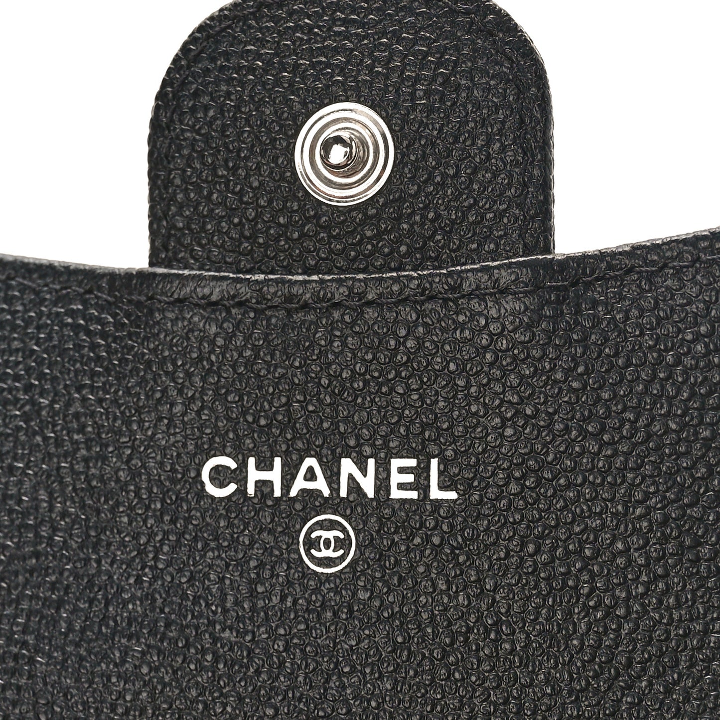 Caviar Quilted Flap Card Holder Wallet Black
