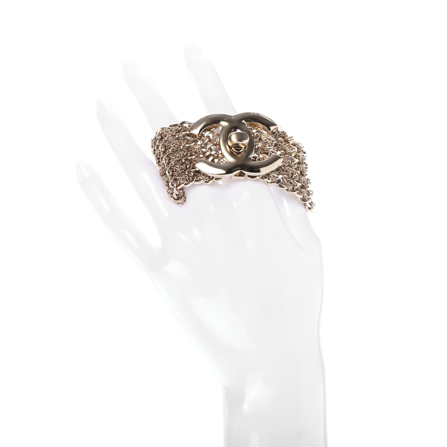 Metal CC Turnlock Multistrand Chain Bracelet Gold Gold