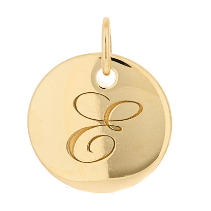 Tiffany 18K Yellow Gold Notes Letter E Disc Charm Pendant 1 of 4