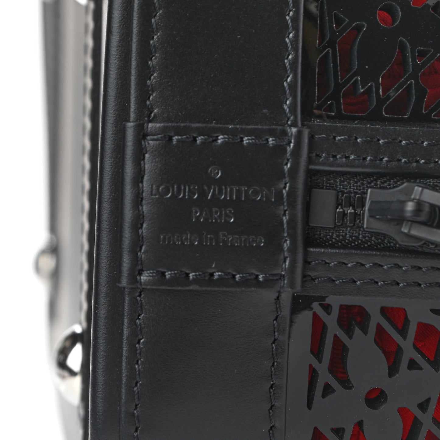 Patent Calfskin Laced Monogram Alma PM Black
