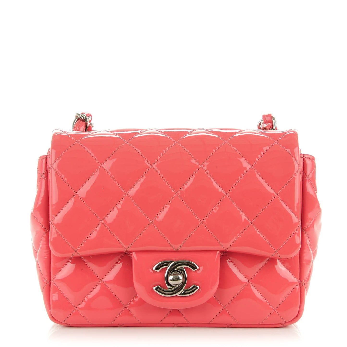 Patent Quilted Mini Square Flap Pink