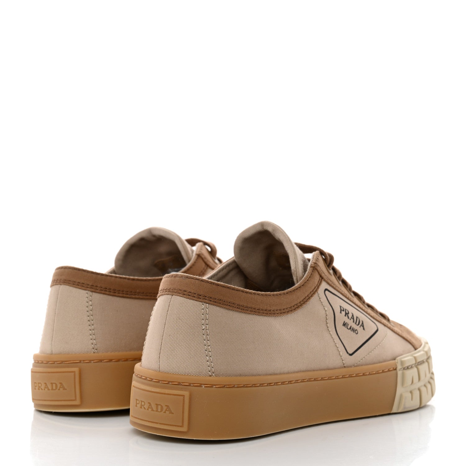 Prada Gabardine Triangle Logo Bi-Color Wheel 35mm Sneakers 37 Corda Kaki 4 of 9
