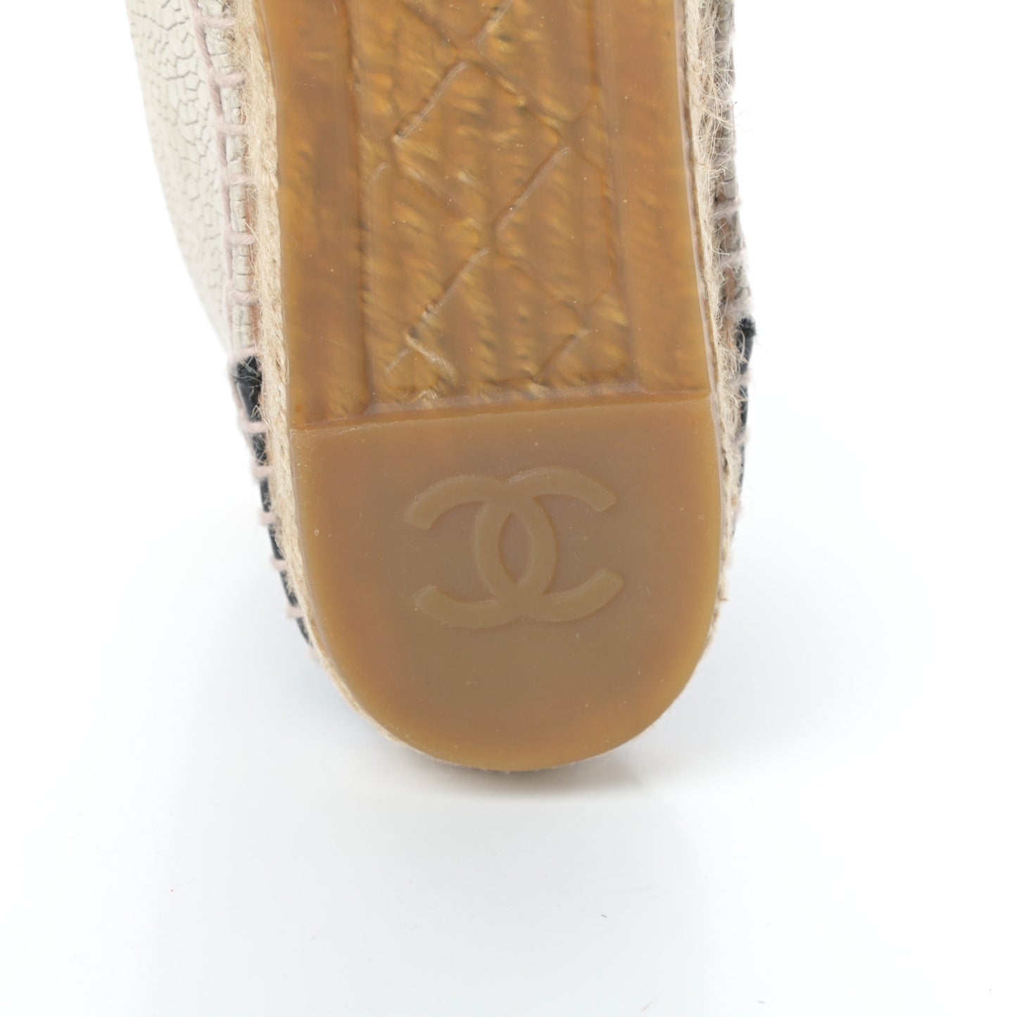 Crackled Calfskin High Top Espadrilles 39 Light Beige Black