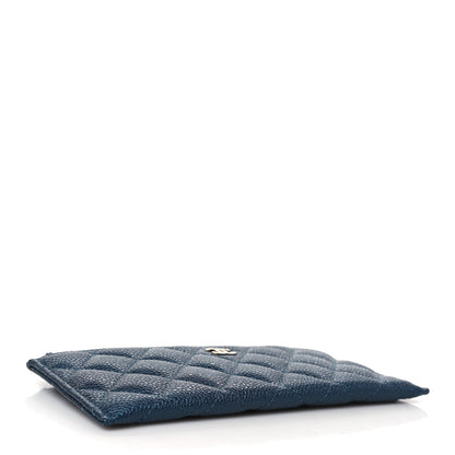 Chanel Iridescent Caviar Quilted Classic Zip Pouch Navy 4 of 8