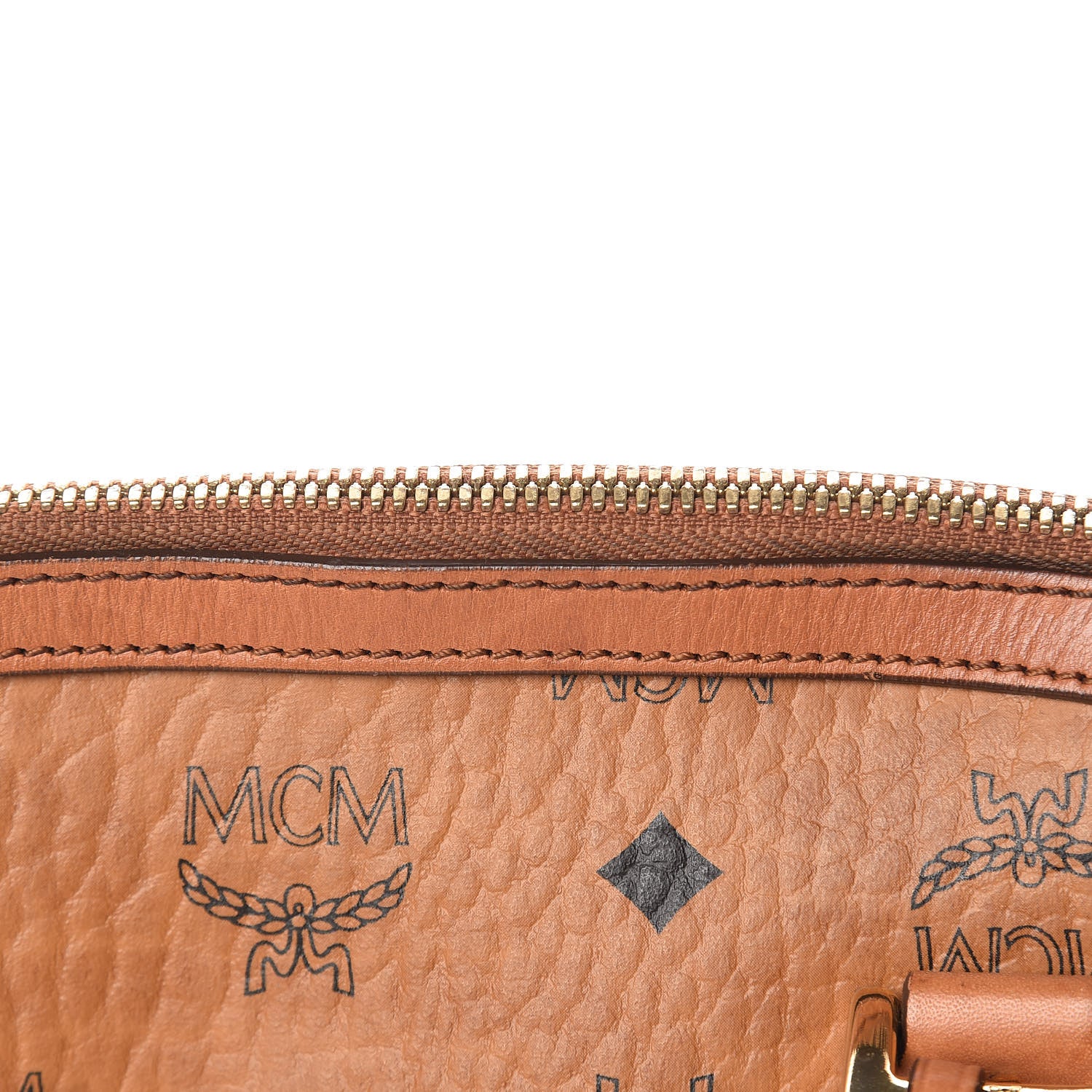 MCM Visetos Heritage Bowler Bag Cognac 17 of 27