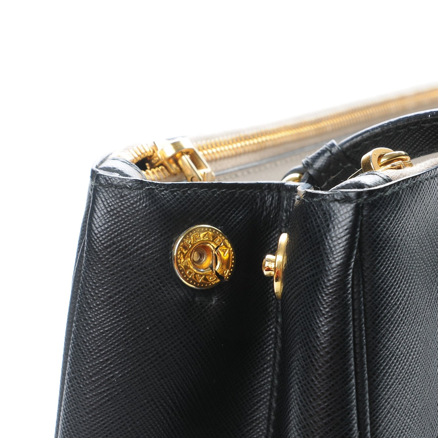 Saffiano Lux Colorblock Medium Galleria Double Zip Tote Black Talco
