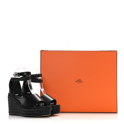 Hermes Calfskin Tipoli Espadrille Wedges 37 Black 14 of 14