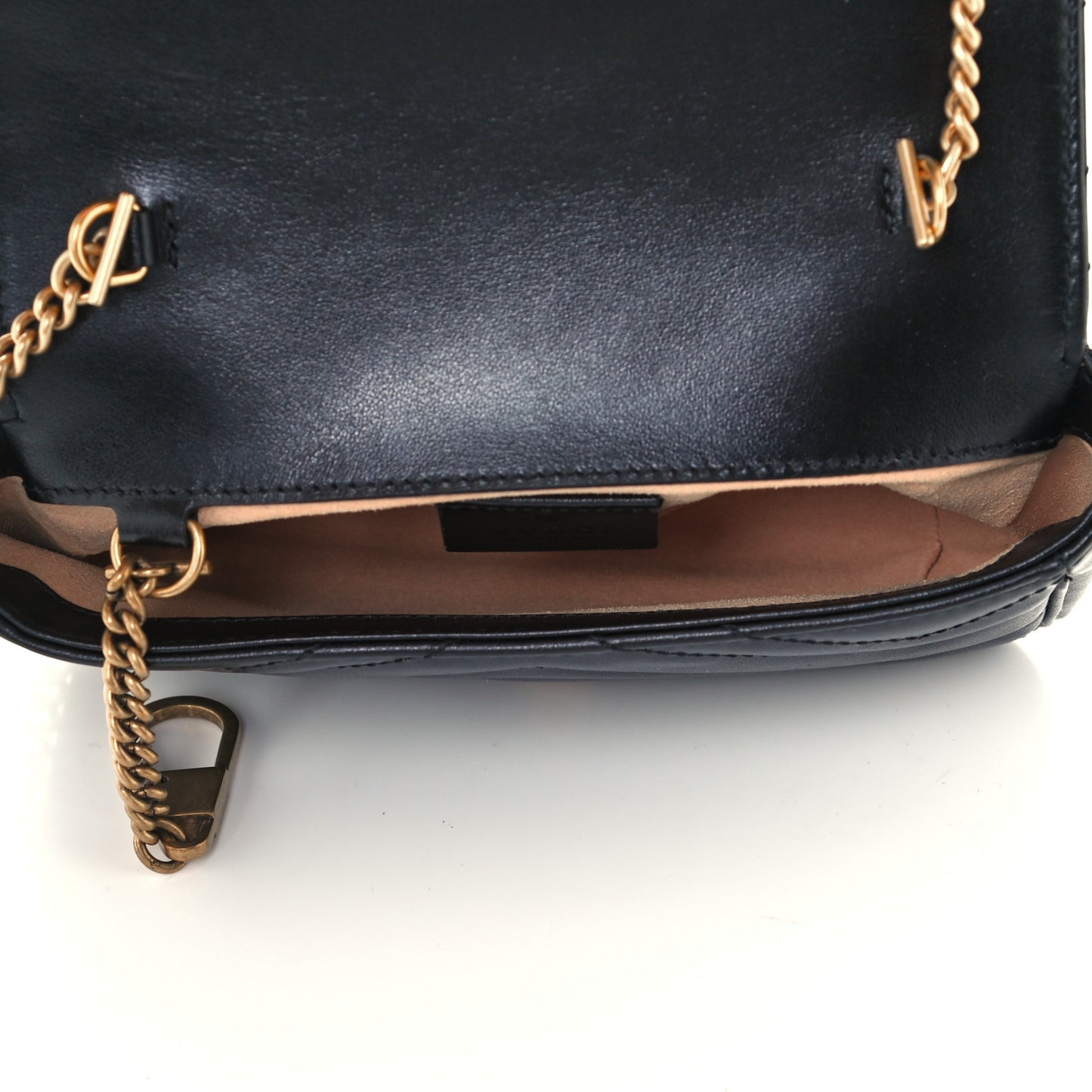 Calfskin Matelasse Super Mini GG Marmont Shoulder Bag Black