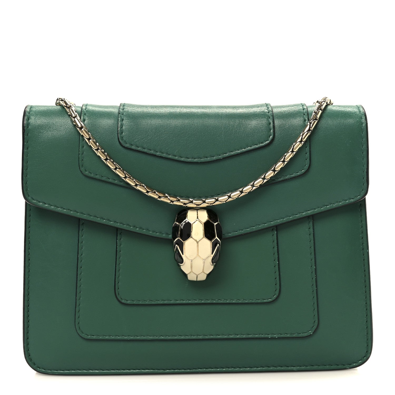 Bulgari Calfskin Small Serpenti Forever Snake Strap Crossbody Bag Emerald Green 1 of 11