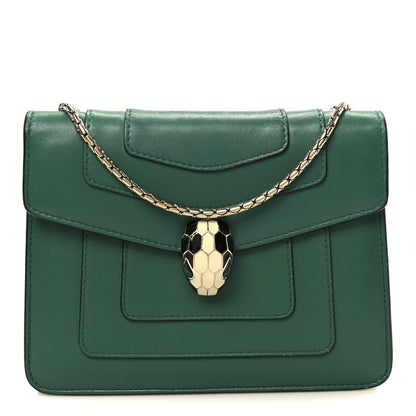 Bulgari Calfskin Small Serpenti Forever Snake Strap Crossbody Bag Emerald Green 1 of 11