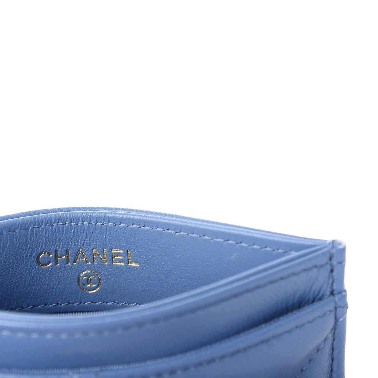 Lambskin Quilted 19 Card Holder Blue