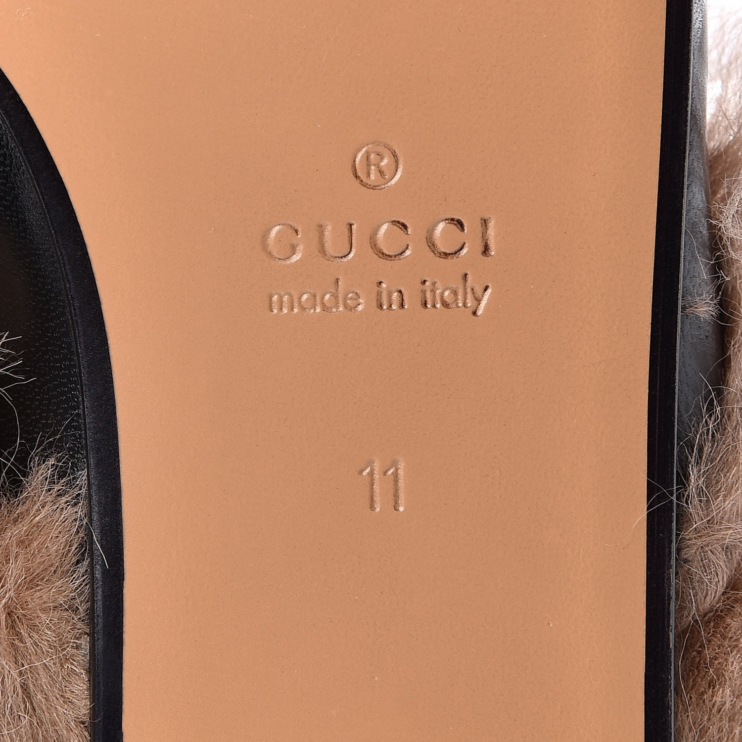 Gucci Goatskin Fur Web GG Mens Princetown Slippers 11 Black 6 of 8