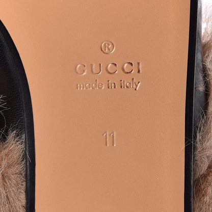 Gucci Goatskin Fur Web GG Mens Princetown Slippers 11 Black 6 of 8