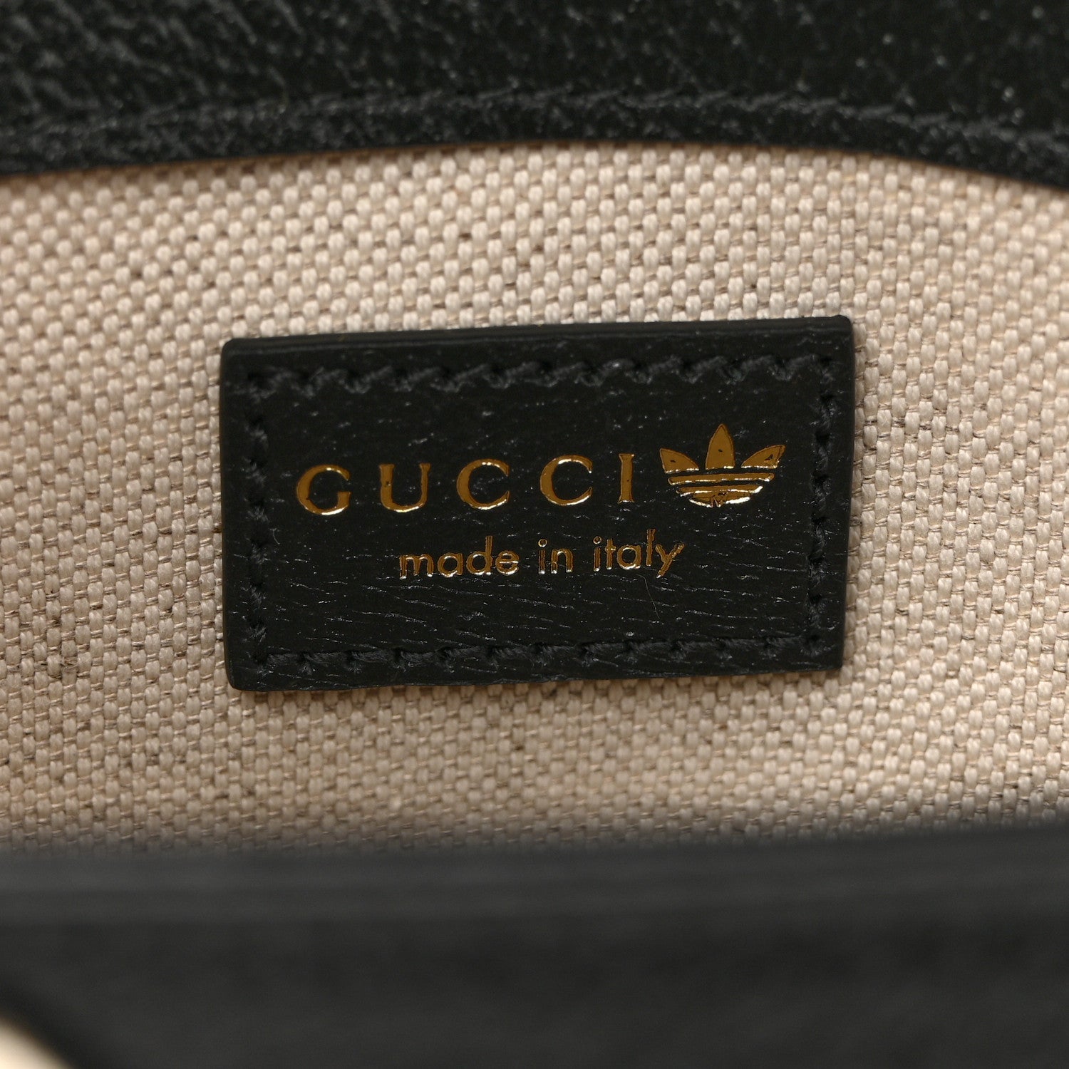 Gucci X ADIDAS Textured Dollar Calfskin Web Trefoil Mini Horsebit 1955 Shoulder Bag Black Off White 6 of 10