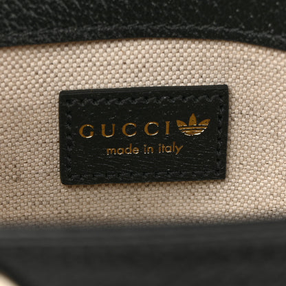 Gucci X ADIDAS Textured Dollar Calfskin Web Trefoil Mini Horsebit 1955 Shoulder Bag Black Off White 6 of 10